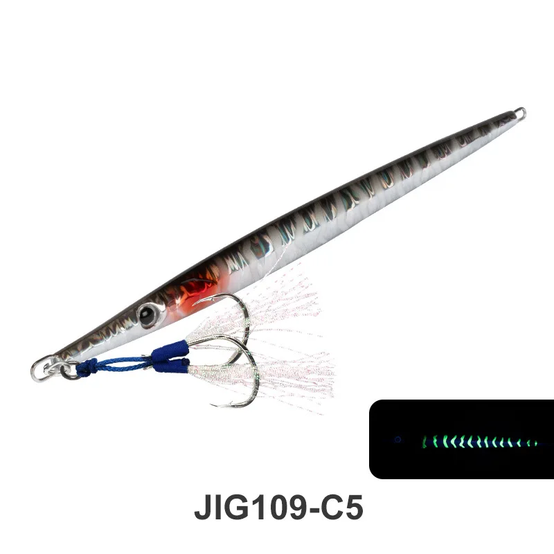 1 Uds. Super señuelos 80g 100g señuelo de pesca aguja FishFast Jigging señuelo brillo plantillas de Metal hundimiento HardBait lápiz cebo con ganchos - imagen 5