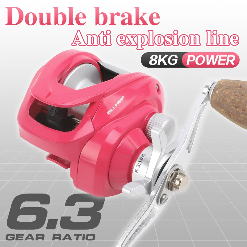 Palanquillas serie AP, Ratio de engranaje 6,3: 1, arrastre máximo de 18lb, carrete de Baitcasting, para agua dulce y salada - imagen 2