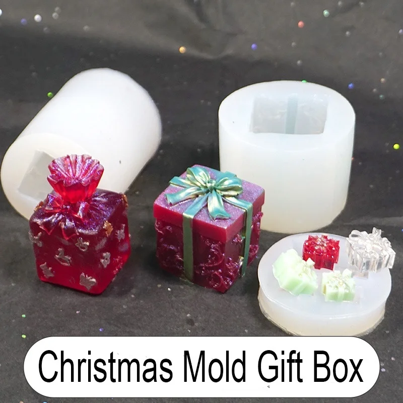 Molde de Navidad, caja de regalo, molde de silicona, pequeño molde de decoración del hogar, moldes de resina epoxi esmerilada, moldes de joyería de resina - imagen 2