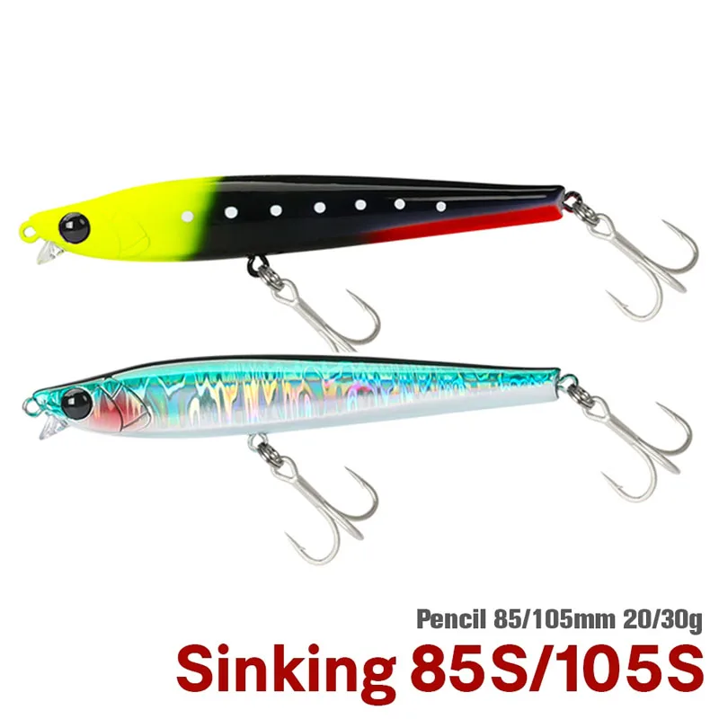 TSURINOYA lápiz de hundimiento de labio corto 85S 105S señuelo de pesca de fundición Ultra larga DW208 85mm 20g 105mm 30g cebo duro de agua salada - imagen 3