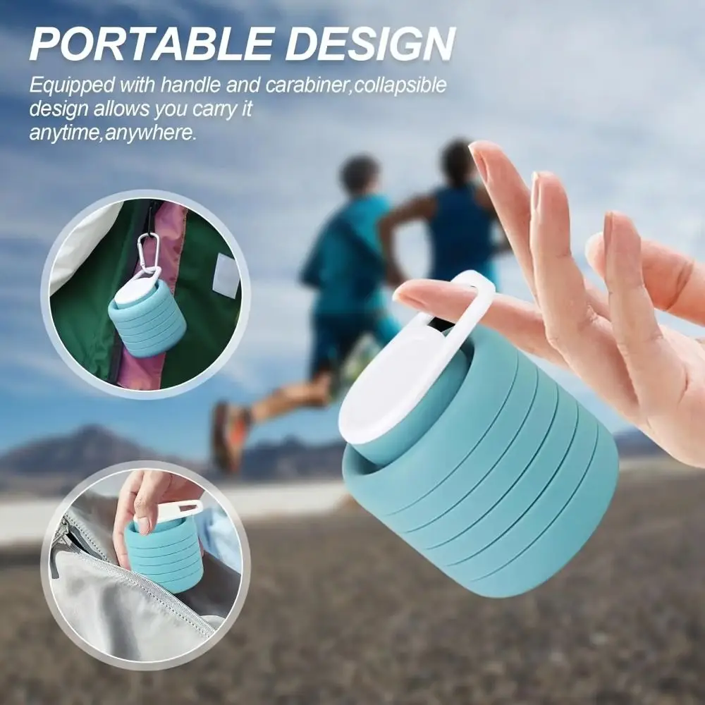 Botella deportiva plegable de gran capacidad, botella de agua deportiva retráctil de 200-600ML, taza para beber plegable creativa reutilizable para gimnasio - imagen 5