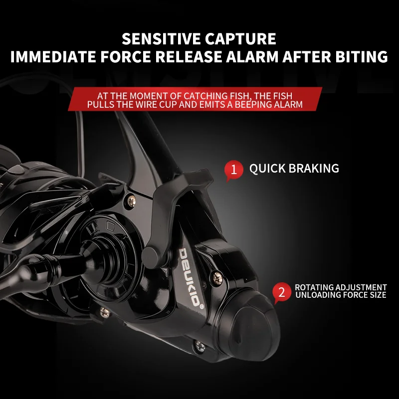Carrete De Pesca De carpa DEUKIO carrete giratorio Max doble arrastre 8kg 5 + 1BB Carretilha De Pesca Accesorios Mar Peche En Mer sal/agua dulce - imagen 3