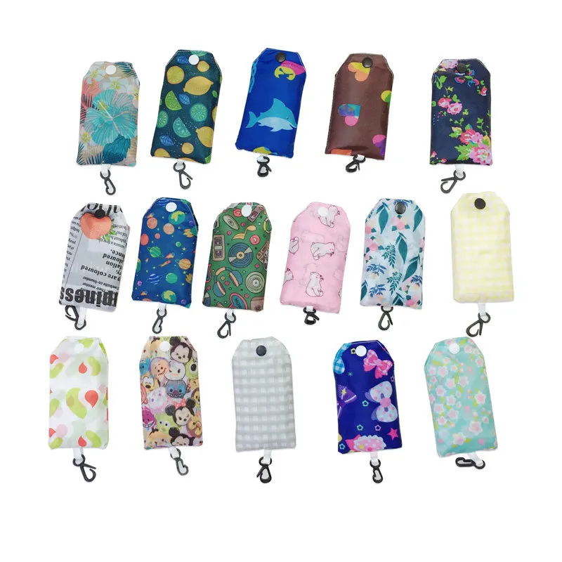 Bolsa organizadora de poliéster impresa, bolsa de compras ecológica reutilizable plegable de viaje reciclable a la moda (color aleatorio), 1 ud. - imagen 2