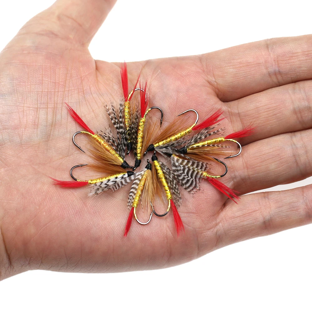 ICERIO 4 Uds. Señuelos con mosca húmeda para profesores amarillos, anzuelo individual, cabeza de acero de salmón, pesca de trucha - imagen 4