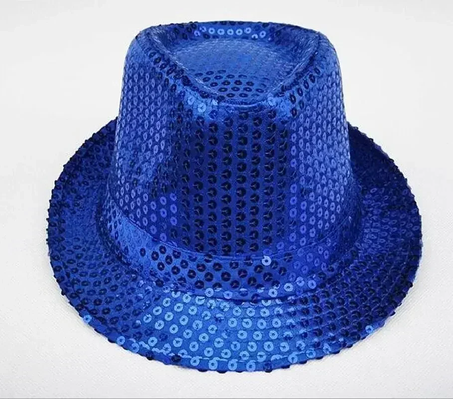 Sombrero de copa con lentejuelas generales para adultos y niños, sombrero de Jazz con lentejuelas de espectáculo de baile de Hip Hop, sombrero de vaquero, sombreros de fiesta de rendimiento de baile, moda - imagen 4