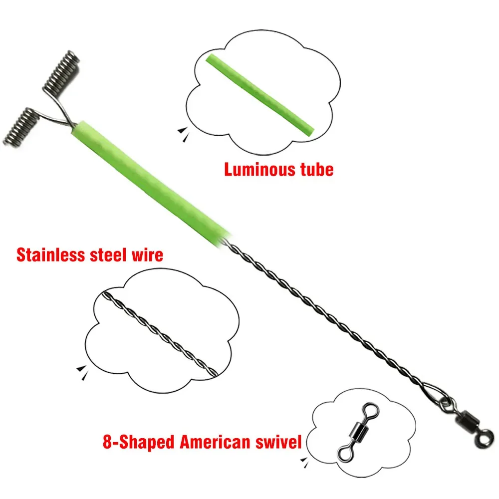 MNFT 8 Uds. Forma de T 3 vías pesca giratoria línea cruzada alambre de acero brazo líder conector de equilibrio fluorescente aparejo de agua salada - imagen 4