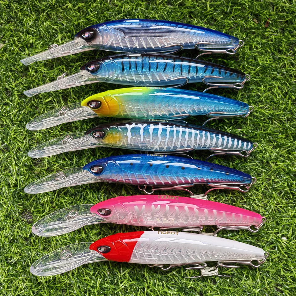 Noeby-señuelo de pesca de pececillo Trolling, 140mm, 47g, 180mm, 94g, señuelos de buceo profundo en alta mar, hueso de pescado reforzado, cebo duro de pesca de gran juego - imagen 2