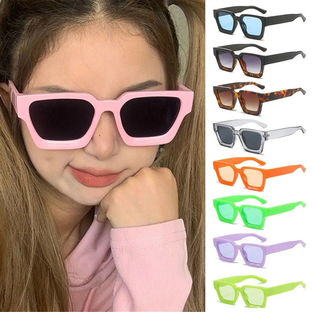 Gafas de sol cuadradas gruesas y gruesas de moda, gafas de sol negras Y2K con protección UV400, gafas rectangulares para mujeres y hombres - imagen 2