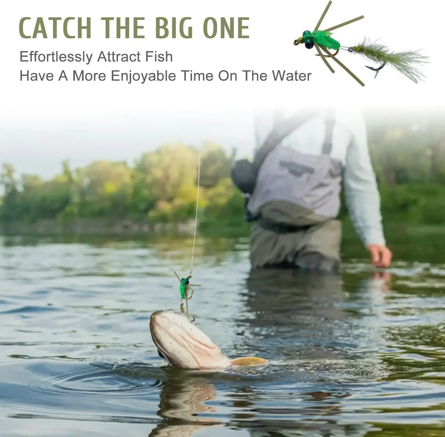 Goute 8-16 Uds moscas de pesca con mosca señuelo atado a mano moscas secas/húmedas juego de anzuelos dobles 12 # 14 #   16 #   18 #   con Caja Trucha Bajo Steelhead Salmón - imagen 4