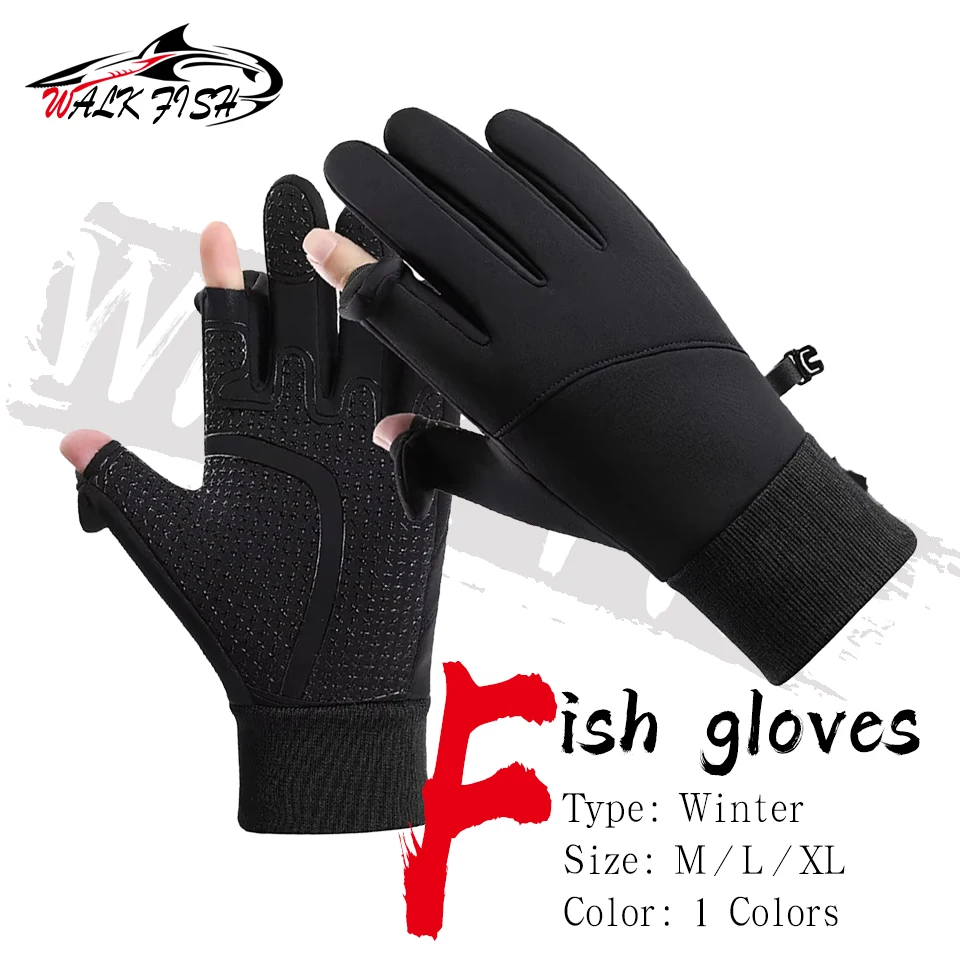 WALK FISH-guantes de pesca para invierno, conducción al aire libre, deportes de bicicleta, antideslizantes, cuero de microfibra, pantalla táctil, esquí grueso, ciclismo, cálido