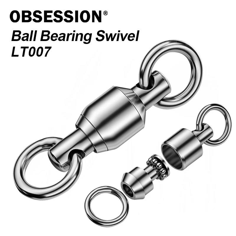 LT007 10 unids/bolsa rodamiento de bolas de acero inoxidable giratorio con anillo sólido conector de señuelo de pesca giratorios - imagen 2