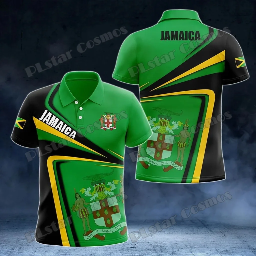PLstar Cosmos Jamaica escudo de armas y patrón de León 3D completamente impreso camisas polo de hombre moda pantalón corto Casual camisa de manga PLP16 - imagen 5