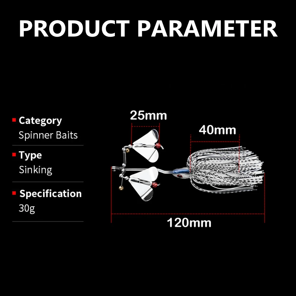 1 Uds señuelo de Metal Spinner 30G cebo duro señuelo de Pesca giratorio Wobbler Pesca Spinner señuelo Spinnerbait Pike Fish Ta - imagen 2
