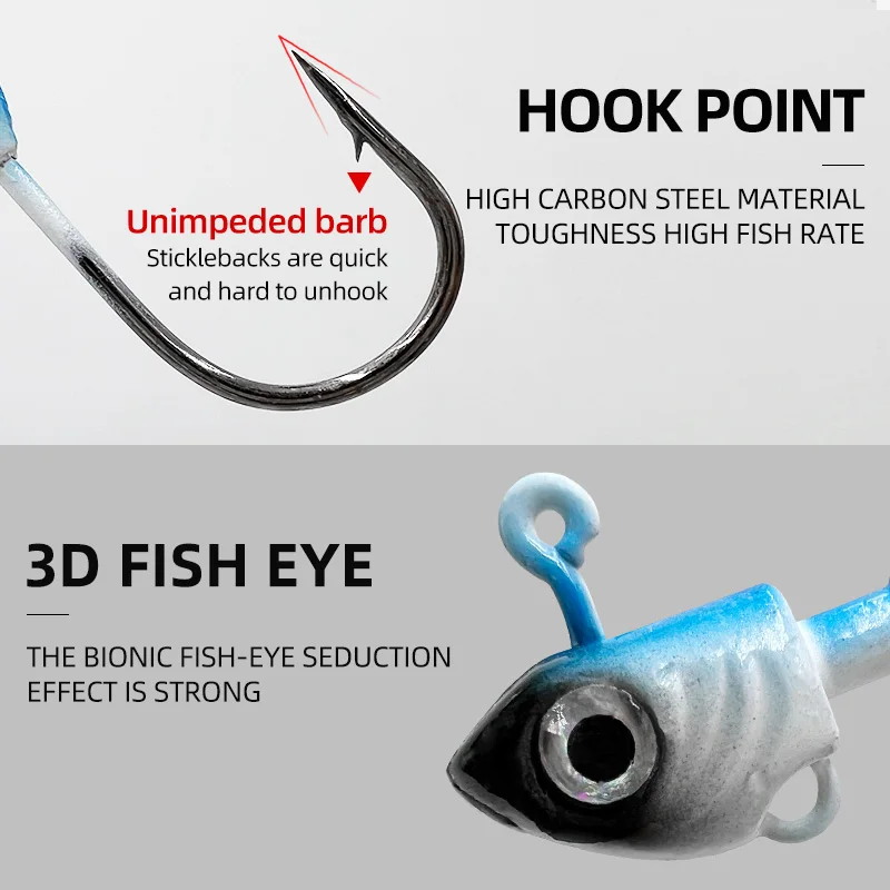 4 Uds Lua anzuelo con cabeza de plomo 10g/15g/20g/28g/40g anzuelo con cebo con cabeza de plomo, herramientas de pesca anzuelo de pesca de agua salada, anzuelo plano - imagen 3