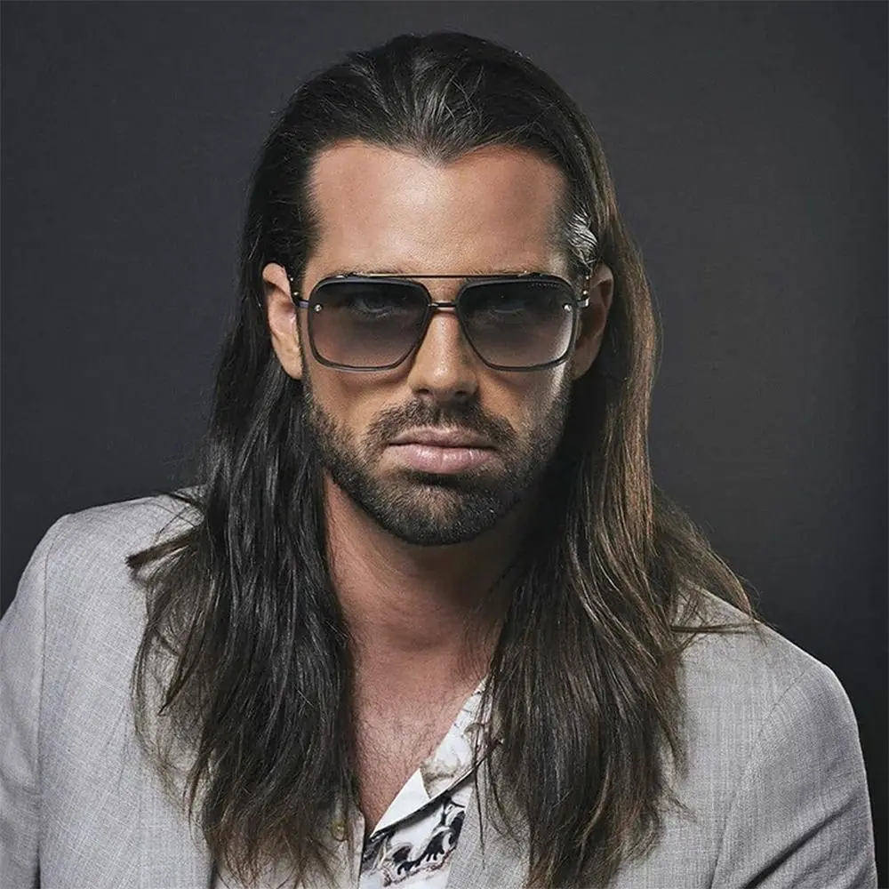 Gafas de sol con montura metálica grande y gradiente, protección UV400 clásica, gafas de sol cuadradas de gran tamaño, gafas de sol para conducir y viajar