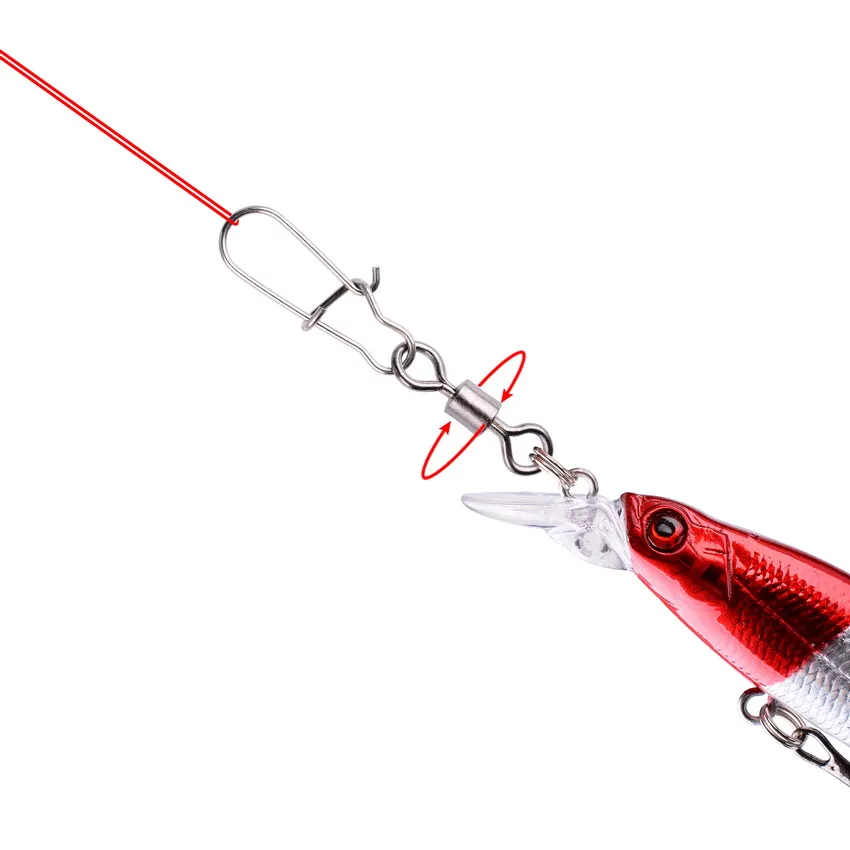 Conector giratorio de pesca de 10 unids/caja, Pin de enclavamiento, anzuelo de acero inoxidable, accesorios de pesca - imagen 3