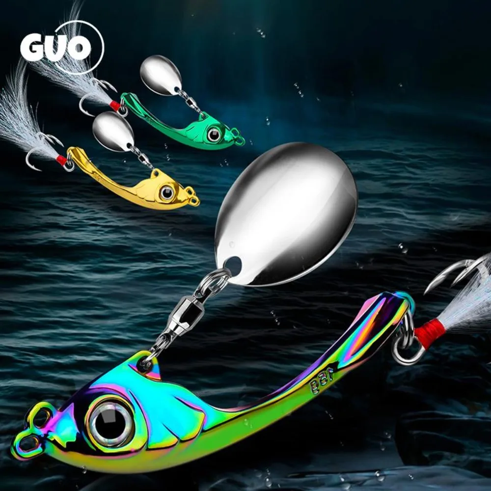 Con lentejuelas Pesca vibración Trolling giratorio Wobbler invierno cebo largo fundido cuchara Spinner señuelo hundimiento cebo duro Spinner cebo - imagen 3