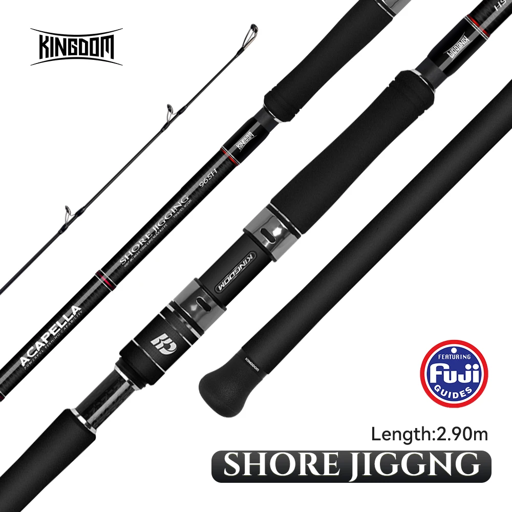 Kingdom Shore Jigging caña de pescar 5 secciones viaje 2,9 m Max Jig señuelo 100g Max PE Line 4,0 #   Fuji Rings Caña giratoria de agua salada - imagen 2