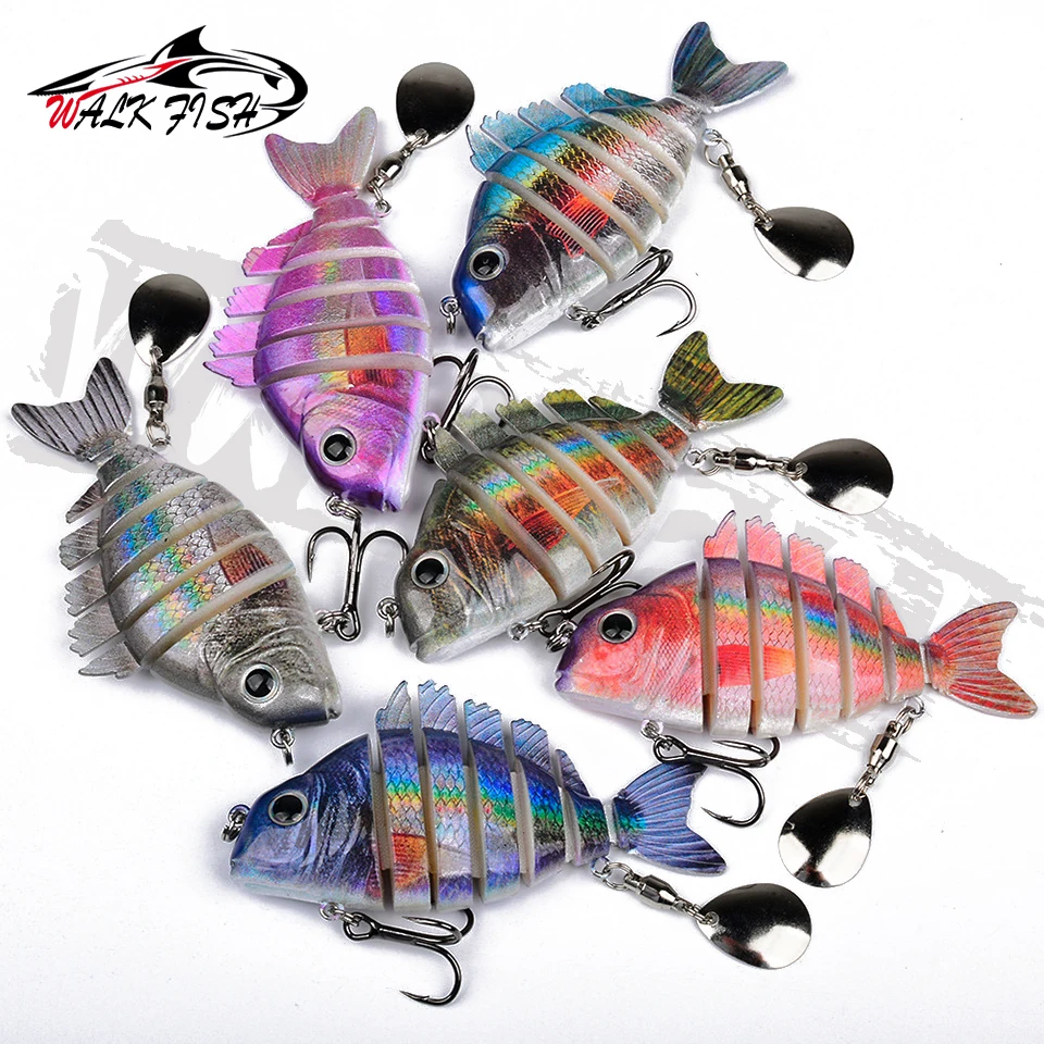 WALK FISH 1 Uds nuevas Señuelos de pesca 9cm/24,6g para lubina trucha cebos de natación multiarticulados señuelos de natación lento con lentejuelas intermitentes - imagen 5