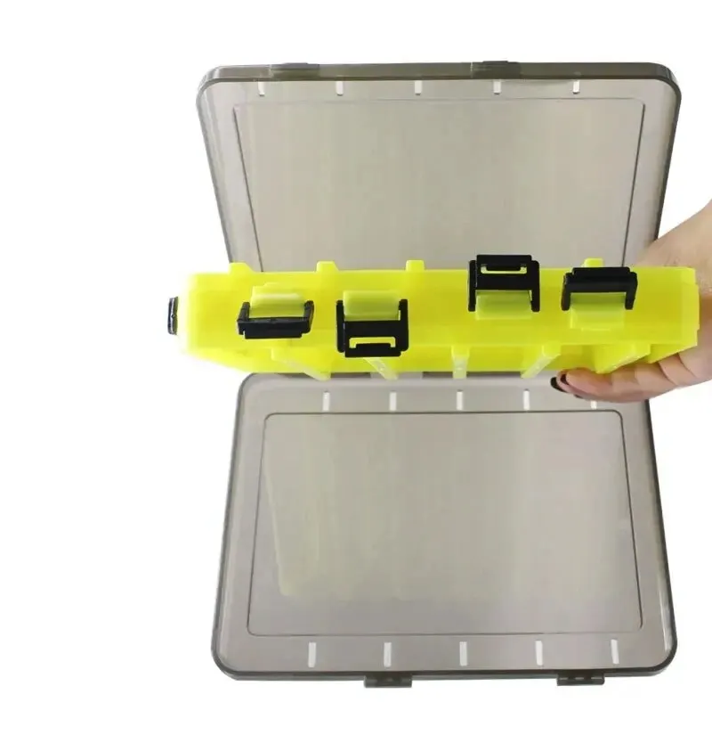 Caja de accesorios de pesca de camarón Burle, caja de plantilla de calamar, aparejos de cebo en T de doble cara, Folio O caja de plástico de madera para Fi - imagen 4