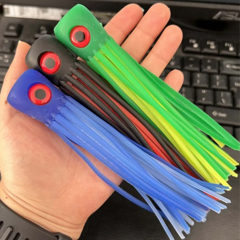 Señuelo de pulpo de agua salada, cebo Artificial de goma, falda de calamar, aparejos de pesca morados portátiles, 2024, 15cm, 20g - imagen 4