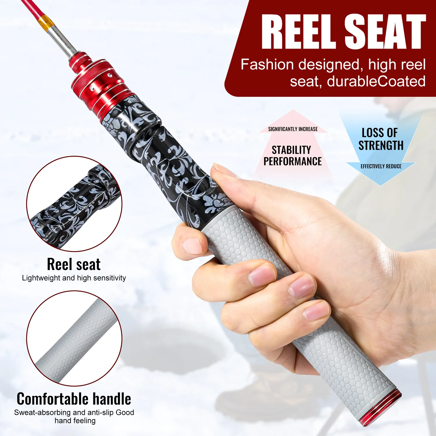 Caña de pesca en hielo Sougayilang – Ligera, sensible y antideslizante - imagen 3