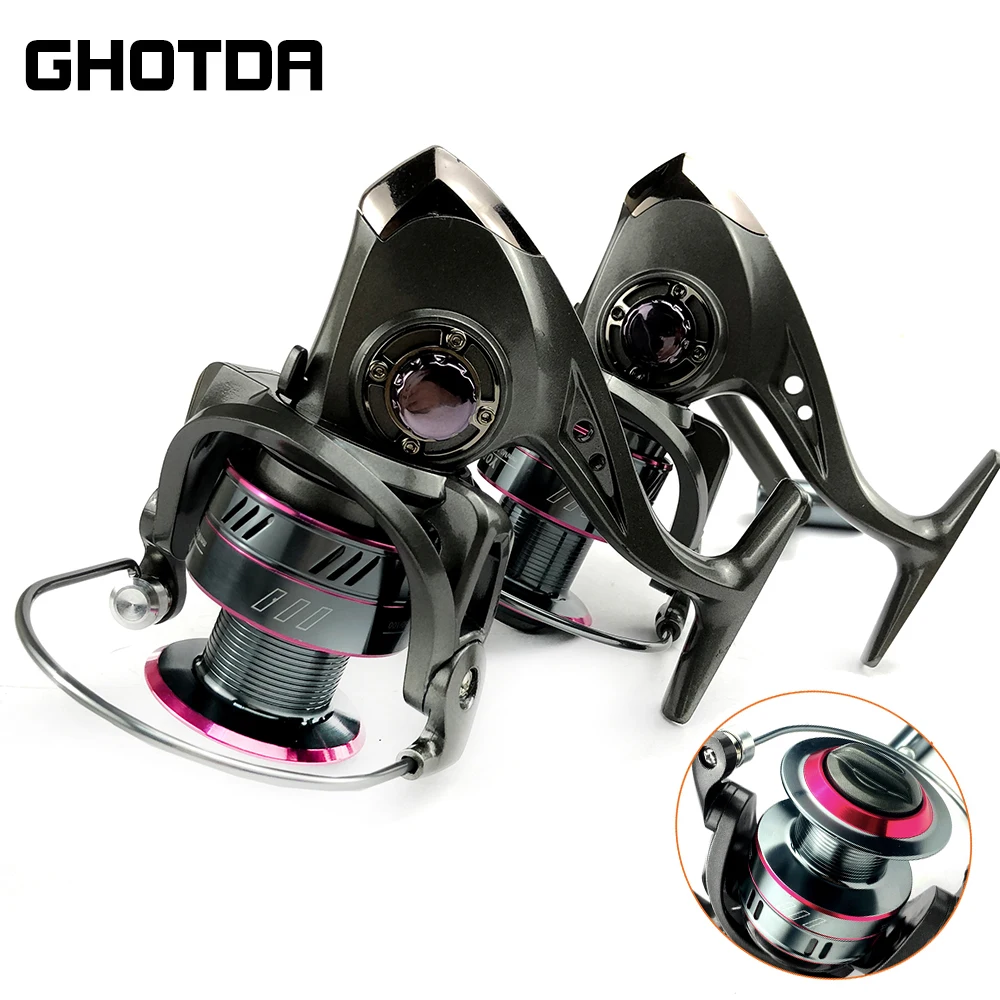 Carrete giratorio de arrastre máximo de 12KG para pesca, carrete de Metal serie 1000-7000, mango de plantilla de mar, carrete de carpa, rueda de bobina de pesca