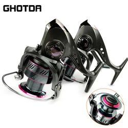 Carrete giratorio de arrastre máximo de 12KG para pesca, carrete de Metal serie 1000-7000, mango de plantilla de mar, carrete de carpa, rueda de bobina de pesca