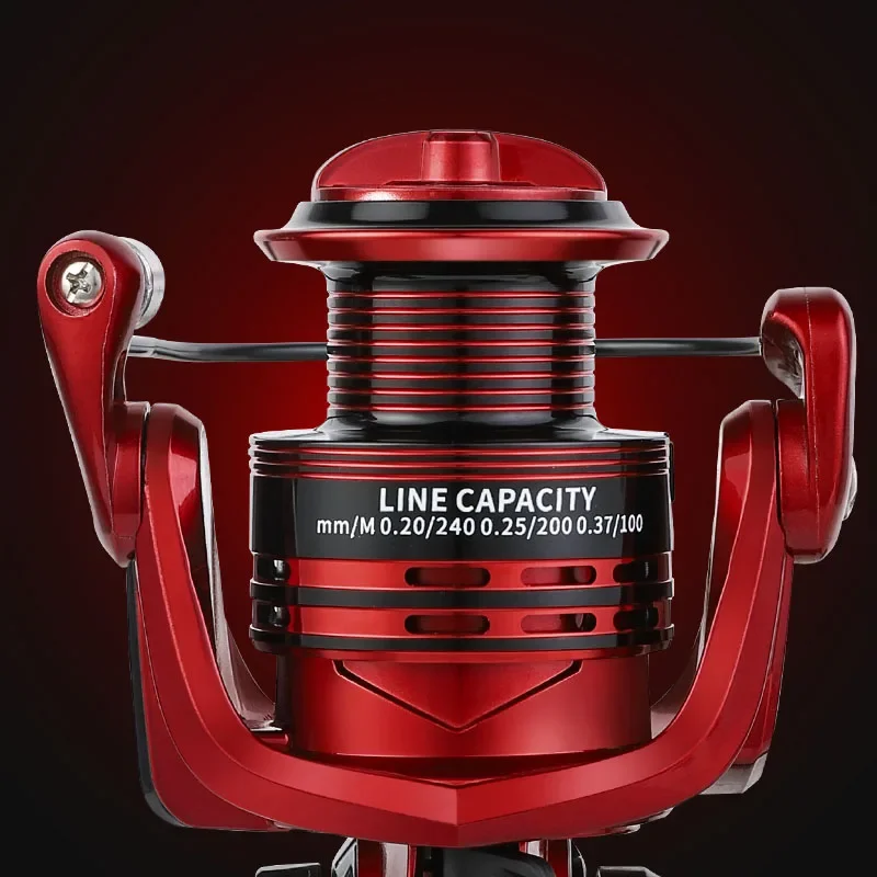 Carrete de pesca giratorio 1000-7000, cuerpo de Metal duradero, arrastre máximo de 12KG, 5,2: 1, accesorios de pesca de carrete de agua dulce y salada - imagen 4