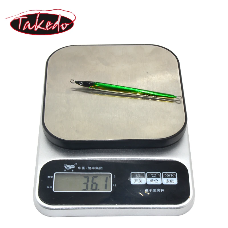TAKEDO TK6030 Fsat plantillas de hundimiento 35G 110MM señuelo de Jigging de Metal de aguas profundas Jigbait cuchara cebo lápiz plantillas verticales con gancho - imagen 5