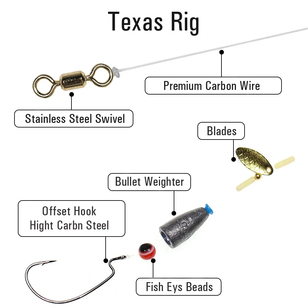 Wifreo Texas Rig Set Carolina Rig Kit accesorios de pesca de lubina anzuelo de manivela aparejos de pesca de carpa Boilies listos cebo señuelo de pesca - imagen 4