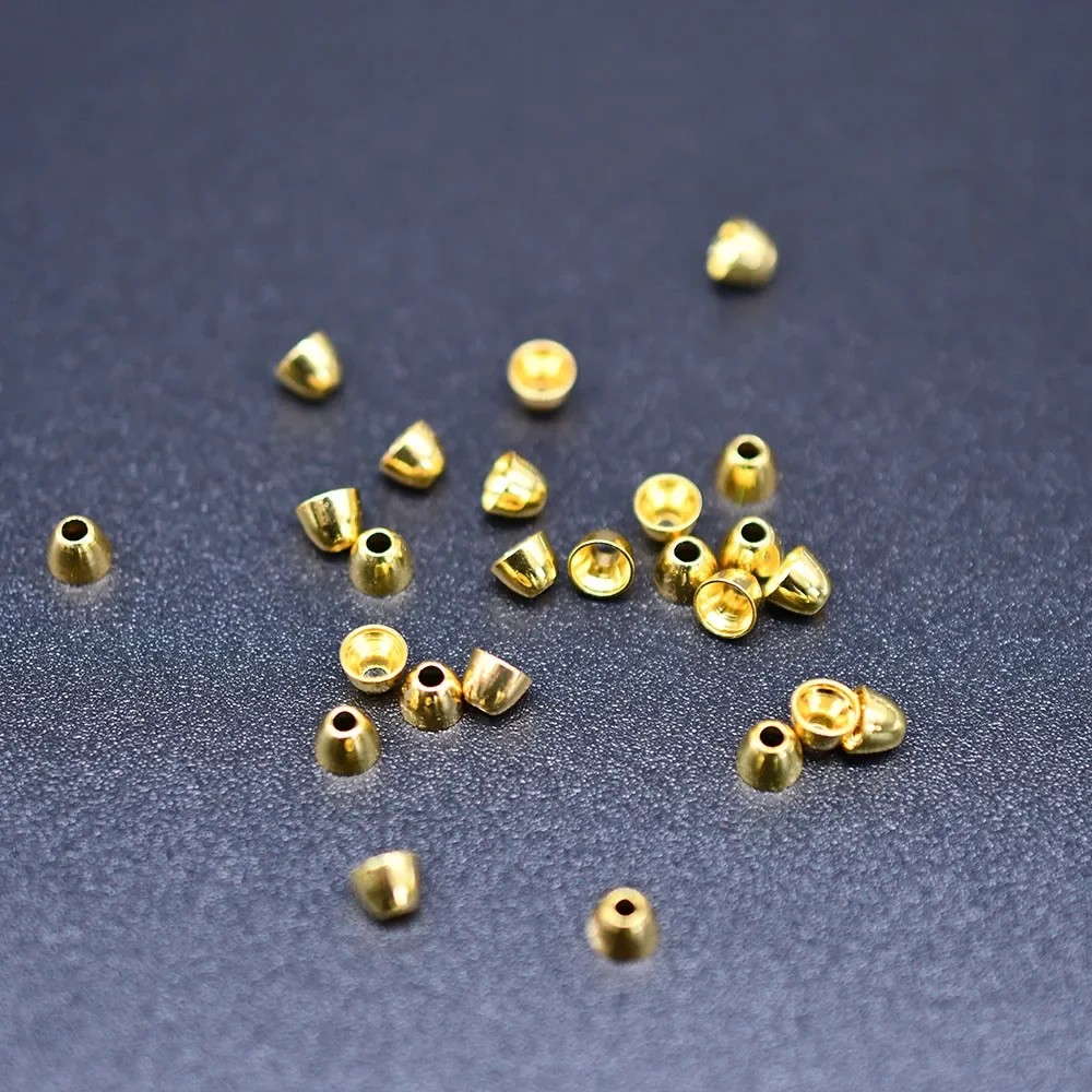 MNFT 24 piezas de latón tubo de salmón mosca XS conos para atado de moscas Color dorado plata - imagen 5