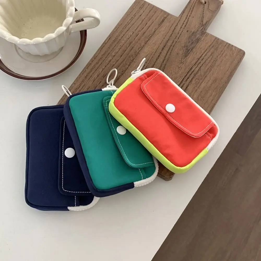 Nuevo Monedero de Color sólido, billetera ligera de lona para efectivo, Mini bolso para auriculares, - imagen 3