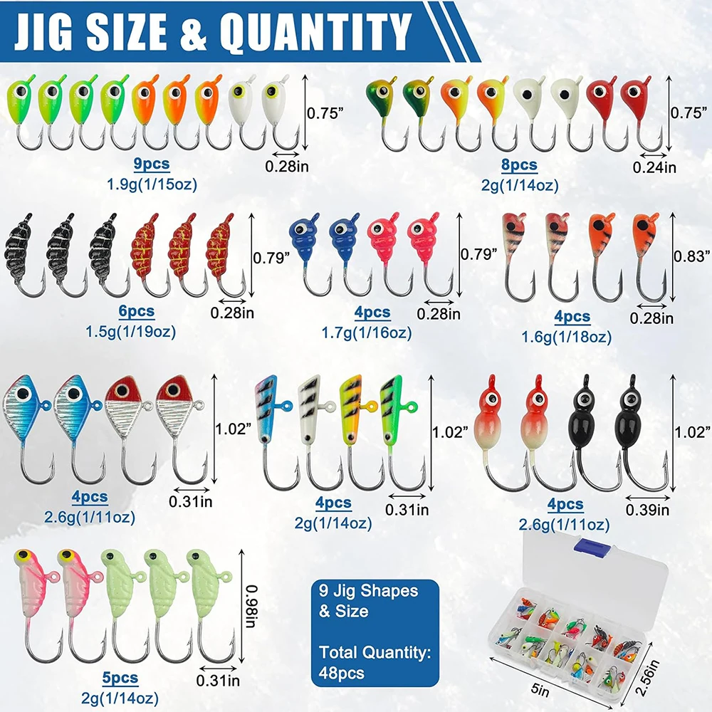 Jigs luminosos para pesca en hielo – Cabeza brillante para trucha y perca - imagen 4
