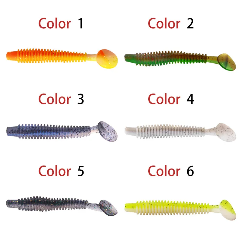 Señuelo de pesca con cola en T de tornillo, cebo suave de 5,5 cm, 6,5 cm, 7,5 cm, olor a pescado y Camarón, cebo biónico suave falso, perca mandarín - imagen 3