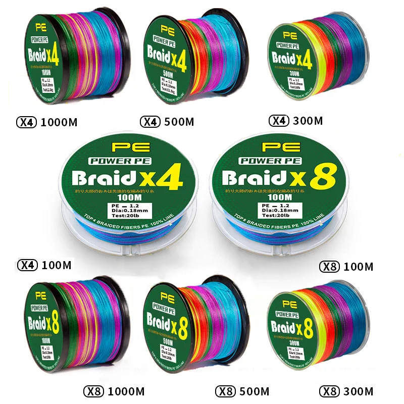 Línea trenzada PE 4 hebras – Hilo multifilamento para pesca deportiva