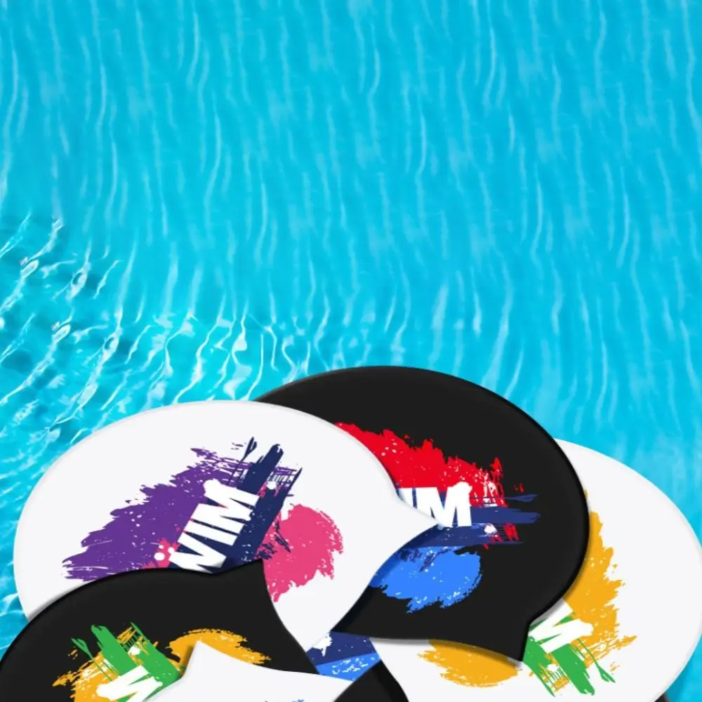 Gorros de baño cómodos con letras de silicona, gorro de buceo elástico, gorros de natación con letras, gorro de natación de silicona - imagen 4