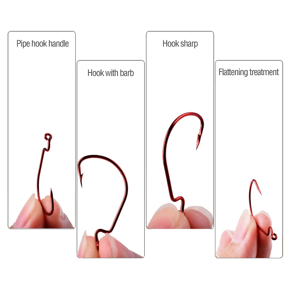 Anzuelo de Pesca con manivela, anzuelos de mar de acero al carbono, gusano suave para carpa, Lucio, aparejos de Pesca, 2 #1 #1/0 #2/0 #3/0 #, 50 unids/lote por caja - imagen 5