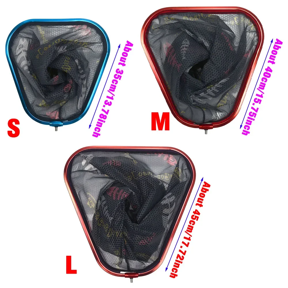 Cabezal de red de pesca de aleación de aluminio desmontable con bolsillo de malla Trangular, accesorios de herramientas de pesca de malla de espina de pescado de colores - imagen 2