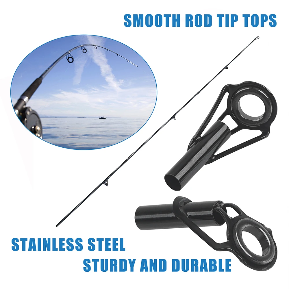 Kit de reparación de guías de punta de caña de pescar, marcos de acero inoxidable, anillo de cerámica, accesorios de aparejos de caña de pescar de fundición giratoria, 7 Uds./14 Uds. - imagen 5