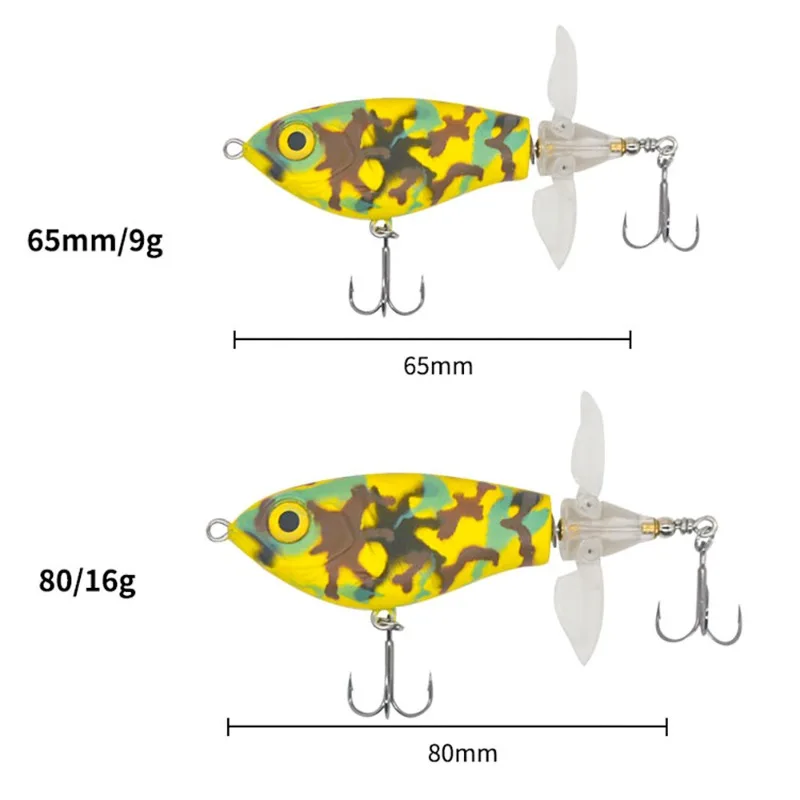 9g con 8 #   Señuelo de triple gancho de níquel negro Shuang Ye, superficie de hélice, tractor, lápiz flotante, cebo de ruido biónico. - imagen 2