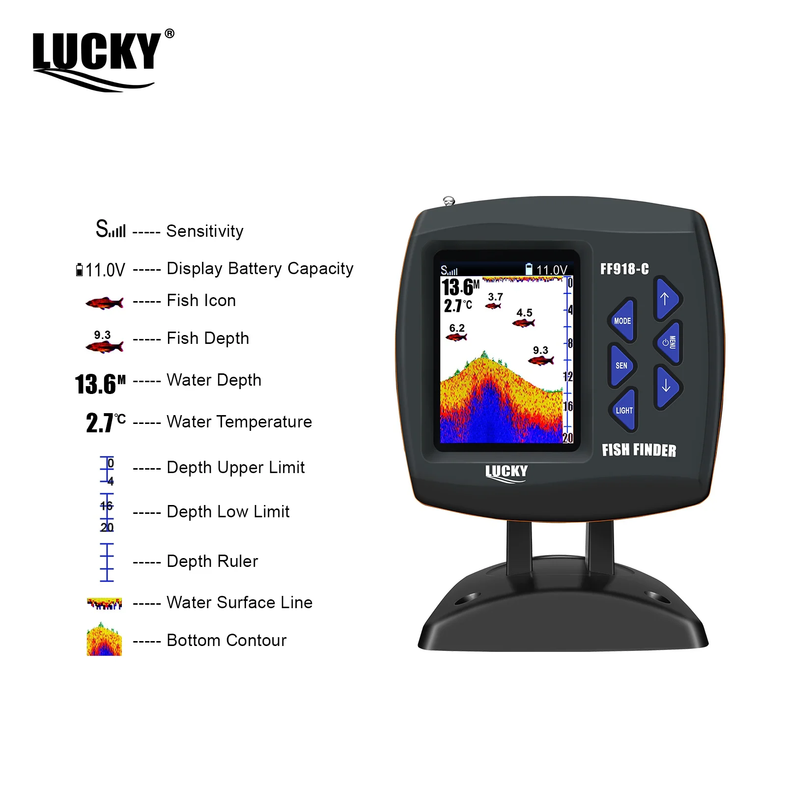LUCKY FF918-C180S Control remoto Bait Boat Fish Finder 3,5 "LCD alcance perating 180 m de profundidad rango - imagen 4