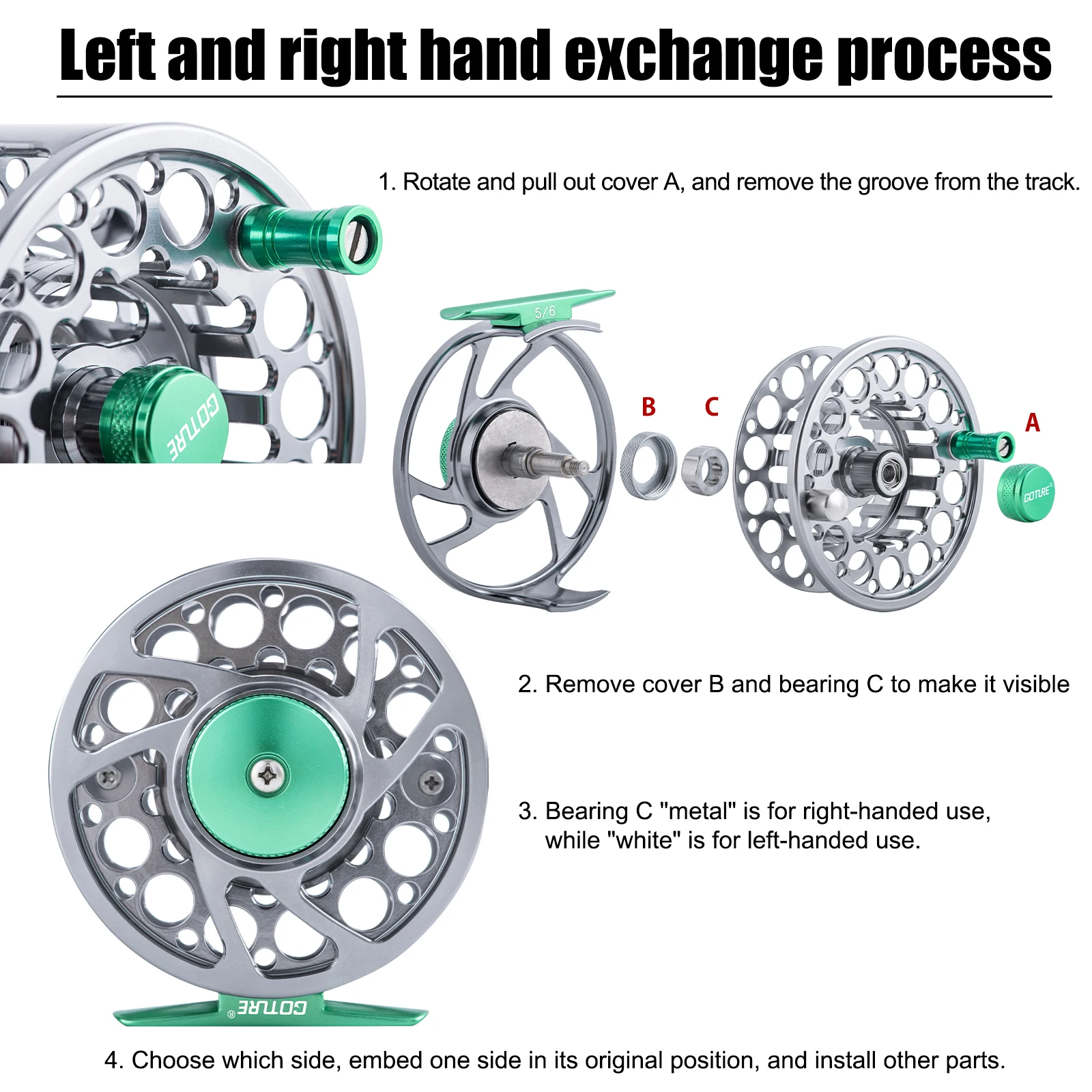 Carrete de pesca con mosca Goture 5/6: aleación de aluminio CNC, línea precargada, arrastre de disco liso, zurdos/derechos, aparejos más vendidos - imagen 4