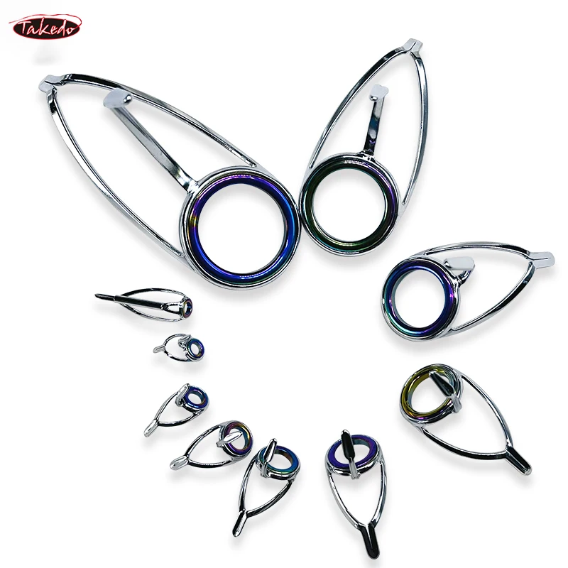 TAKEDO TN12 guía de caña de pescar, juego de 10 Uds., anillos de cerámica de acero inoxidable, Kit de reparación de caña de fundición, accesorios de repuesto de fundición - imagen 4