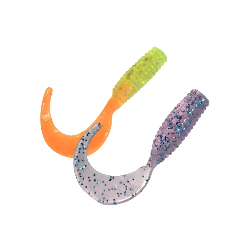 ORJD-señuelo de pesca suave, cebos de silicona Artificial, Wobblers rizados, accesorios de pesca de lubina, suministros, 38mm, 45mm, 20 unidades por lote - imagen 4