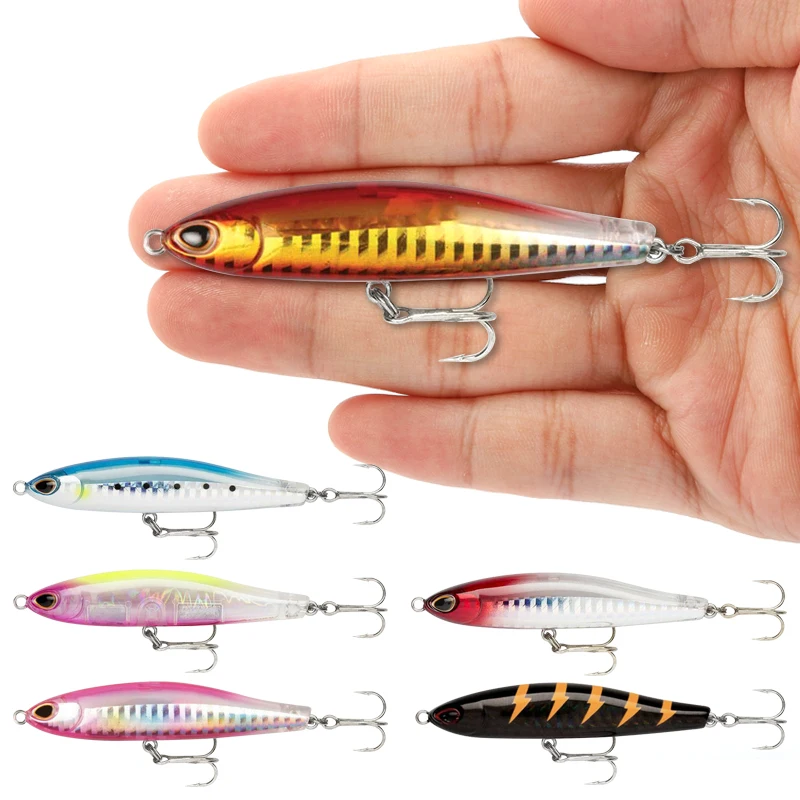 Señuelos de pesca con lápiz de hundimiento lento, 80mm, 16g, Trolling, Wobblers de agua salada, cebo duro Artificial para lubina, trucha, equipo Swimbait - imagen 5