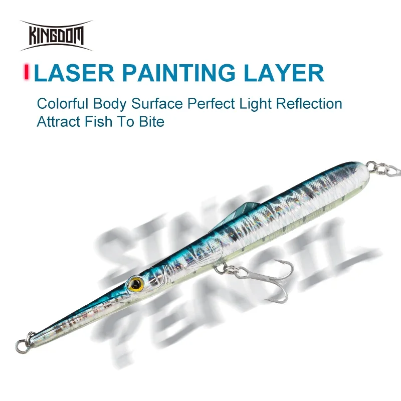Señuelos de pesca Kingdom 11g 13g 30g 40g 205mm 130mm aguja de fundición larga lápiz Artificial Stickbaits hundimiento señuelo de pesca flotante - imagen 5