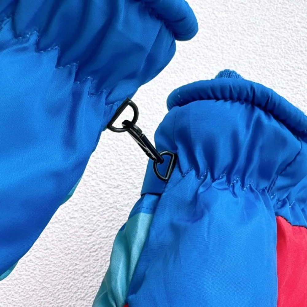 Guantes de esquí de dibujos animados para niños, cálidos con nudillos, manopla de Snowboard para niños, guantes de esquí de invierno a prueba de viento con patrón de tiburón - imagen 3
