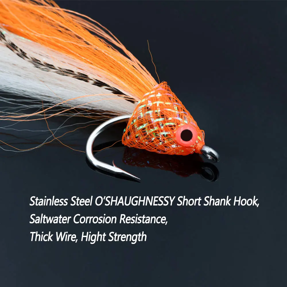 Bimoo 4/0 2pcs 4.33inch 3D Fish Eyes Big Bait Fish Streamer Stainless Steel Minnow Streamer Trout Pike Musky Sea Fishing Lures - imagen 3