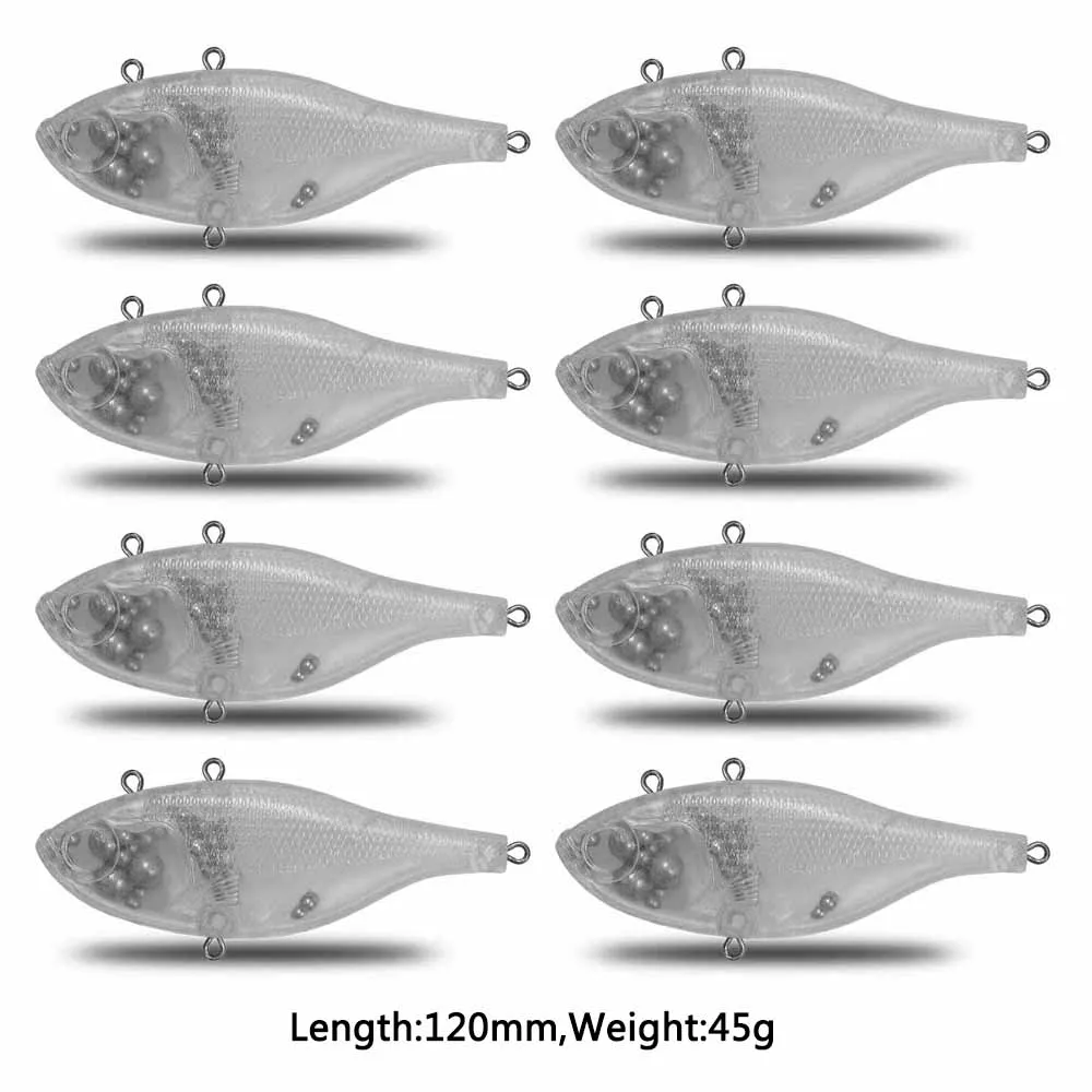 CF Lure Vib-señuelo de pesca Vibrati, 120mm, 45g, 8/piezas, plástico transparente, ABS, sin pintar, Lucio, cebo duro de hundimiento lento